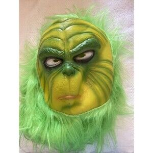 The Grinch Mask  with Green Furry Fur for Christmas Costume Halloween rubber/fur